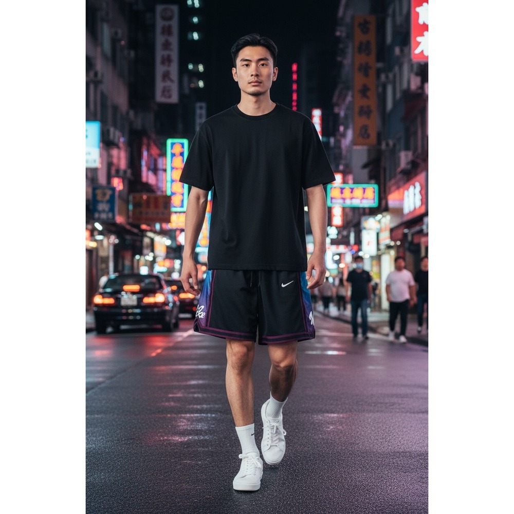 Nike Black Spell Out Swoosh Logo Purple Shorts Mens Small Zip Pockets